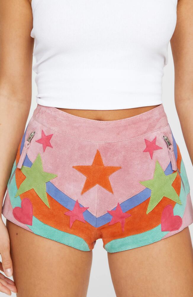 NASTY GAL Premium Star Appliqué Suede Shorts in Pink Cover