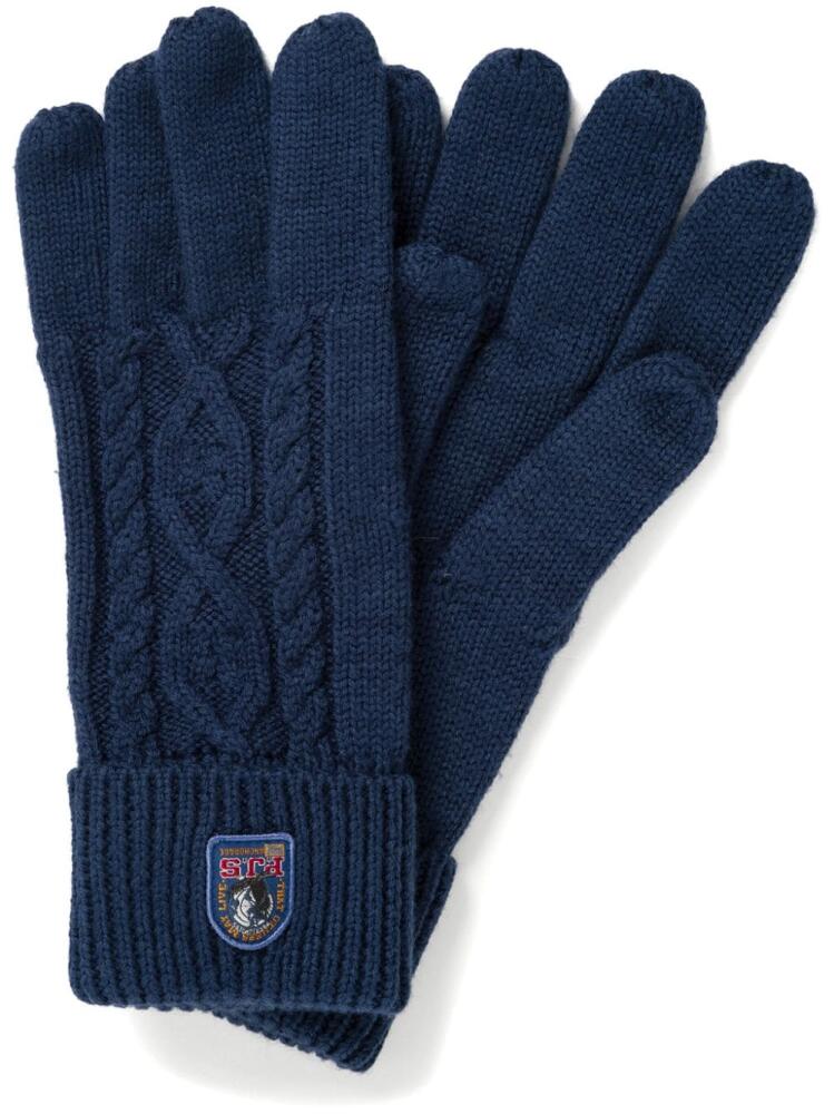 Parajumpers cable-knit wool gloves - Blue Cover