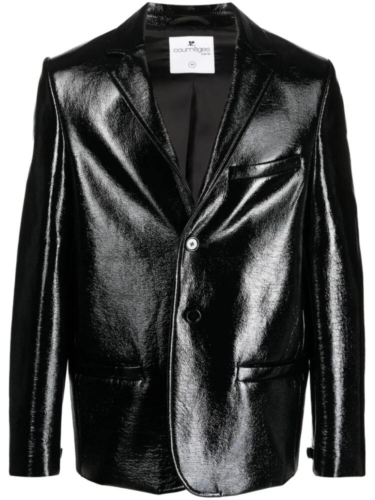 Courrèges zip-detail patent-finish blazer - Black Cover