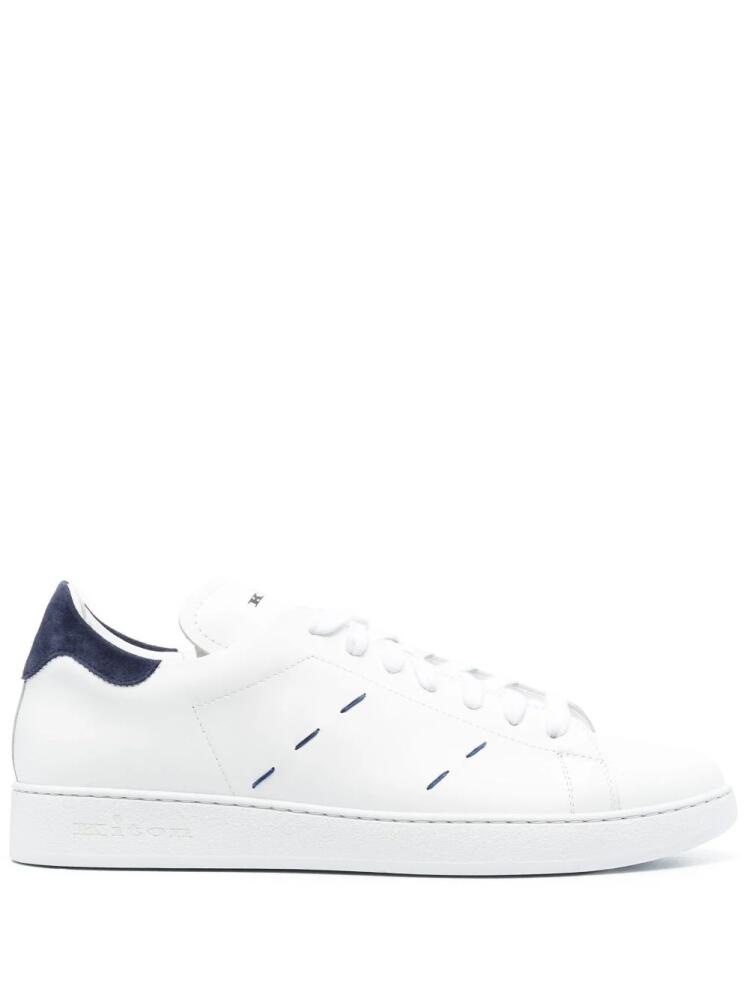 Kiton contrast-stitching leather low-top sneakers - White Cover