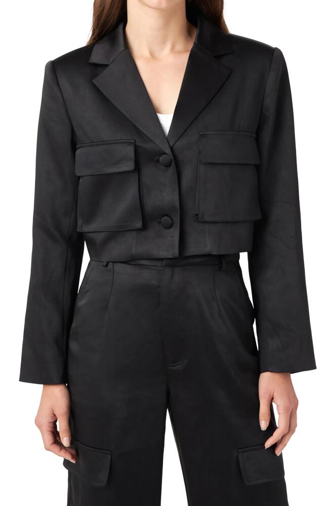 English Factory Crop Satin Blazer in Black Cover