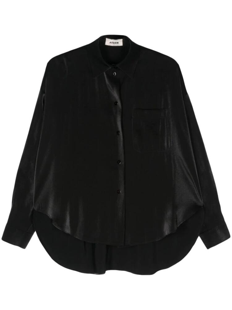 AERON Magnolia iridescent-satin shirt - Black Cover