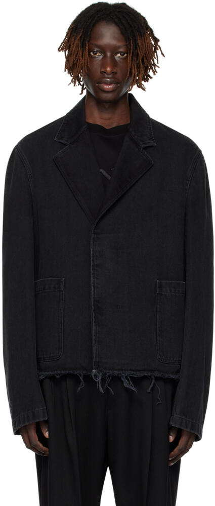 Lanvin Black Frayed Denim Jacket Cover