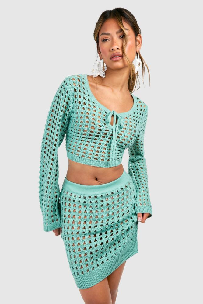 boohoo Womens Crochet Mini Skirt - Blue Cover