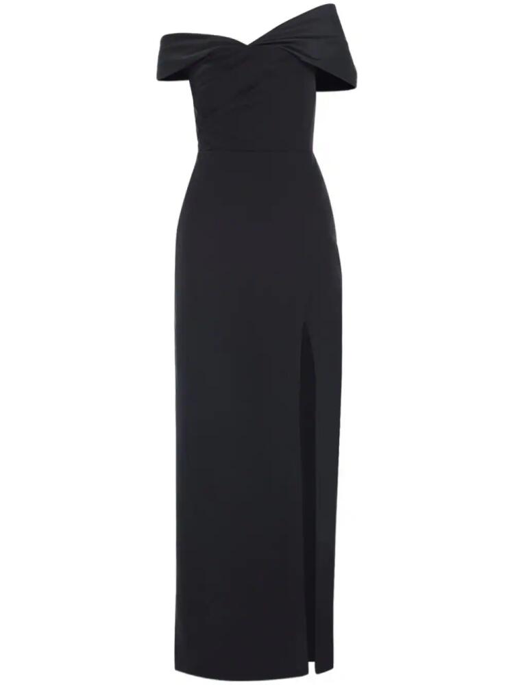 Monique Lhuillier off-shoulder draped gown - Black Cover