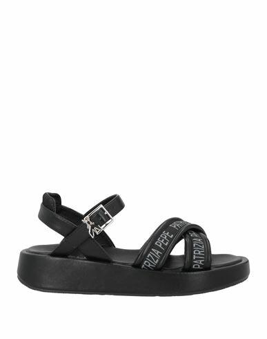 Patrizia Pepe Woman Sandals Black Textile fibers Cover