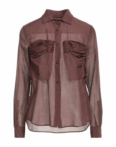 Grifoni Woman Shirt Cocoa Cotton, Silk Cover