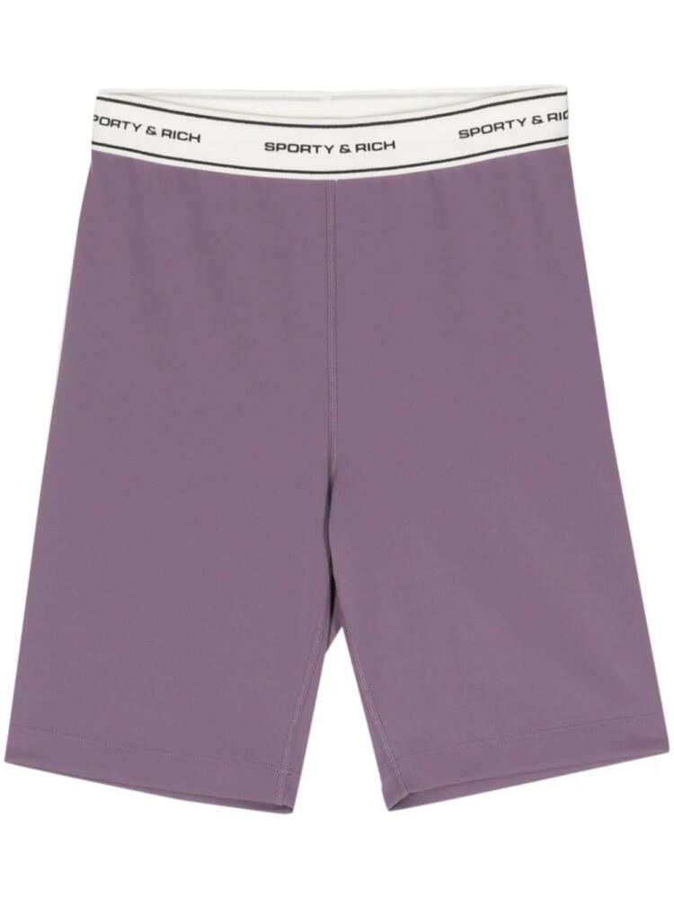 Sporty & Rich logo-raised biker shorts - Purple Cover