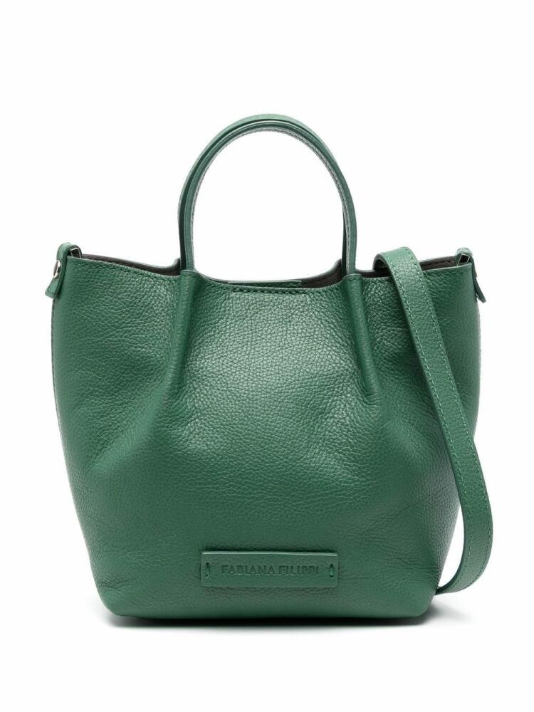 Fabiana Filippi small Inga logo-patch leather tote bag - Green Cover