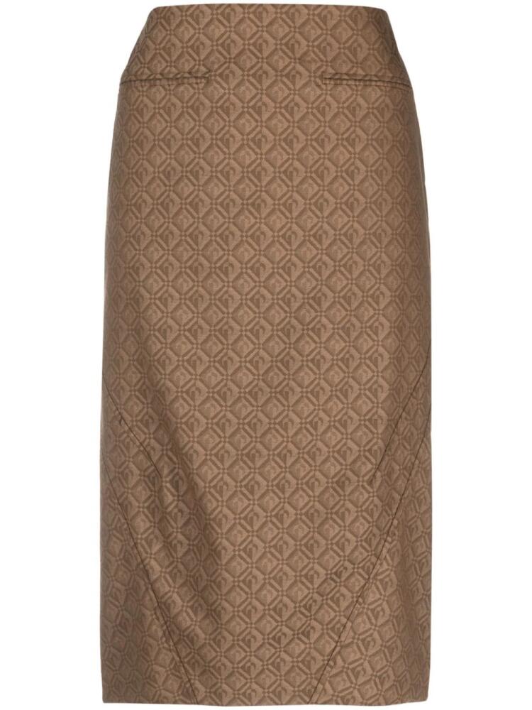 Marine Serre Regenerated Moon Diamant jacquard midi skirt - Brown Cover