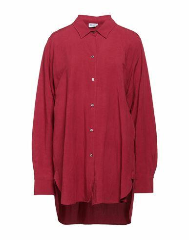 Rue Du Bac Woman Shirt Brick red Viscose, Linen Cover