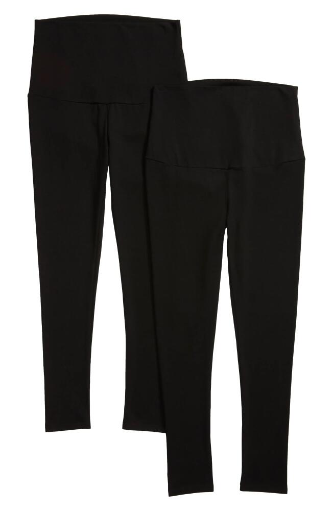 Angel Maternity 2-Pack Belly Support Maternity 7/8 Leggings in Black Cover