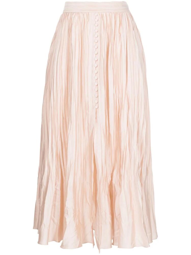 Simkhai crinkled-finish pleated midi skirt - Pink Cover