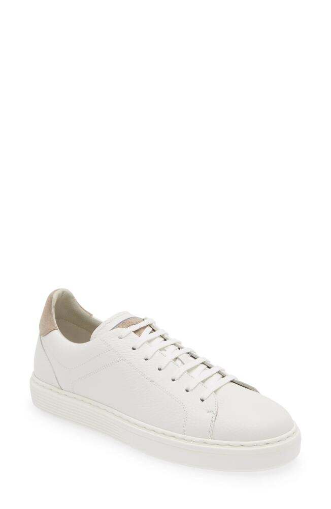 Brunello Cucinelli Grained Leather Sneaker in Ce280-White Cover