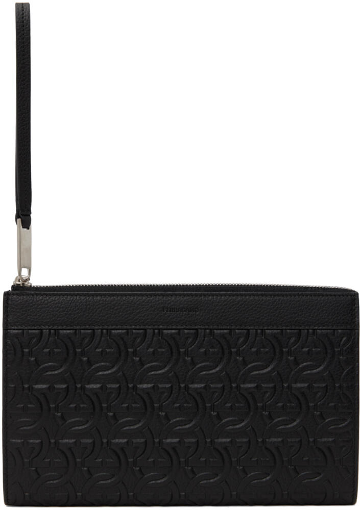 Ferragamo Black Travel Embossed Pouch Cover