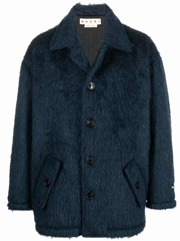 Marni button-up faux-fur coat - Blue Cover