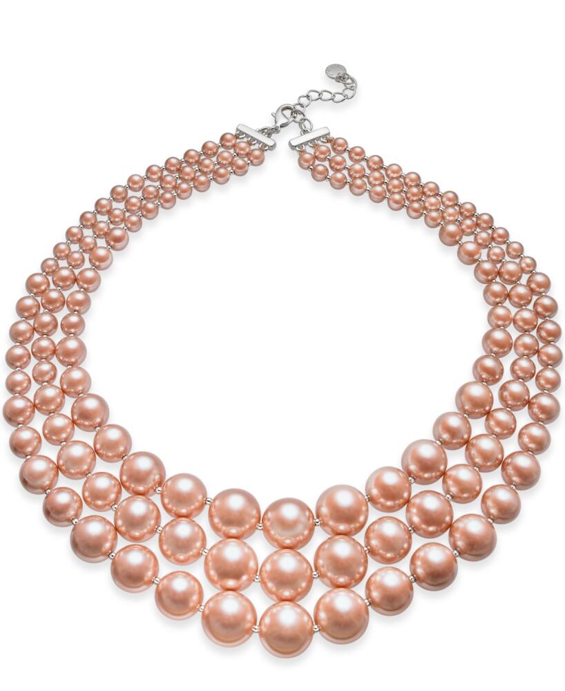 Charter Club Imitation Pearl Three-Row Collar Necklace, Created for Macy's - Pink Cover