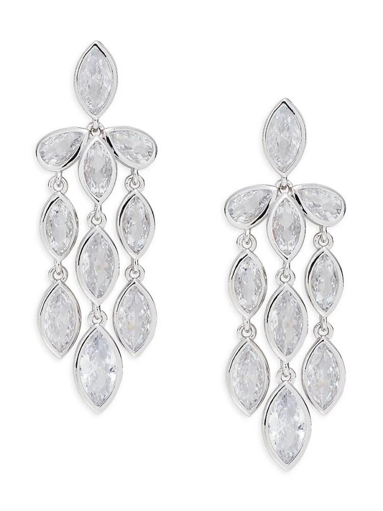 Adriana Orsini Women's Small Rhodium Plated & Cubic Zirconia Chandelier Earrings Cover