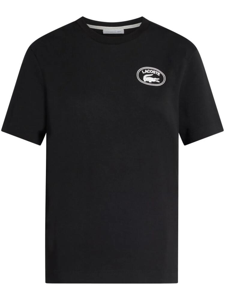 Lacoste black logo-patch cotton T-shirt Cover