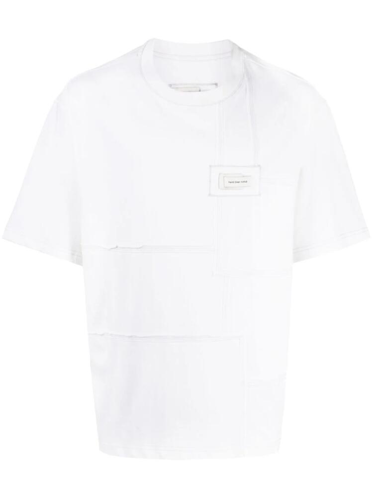 Feng Chen Wang logo-patch panelled cotton T-shirt - White Cover