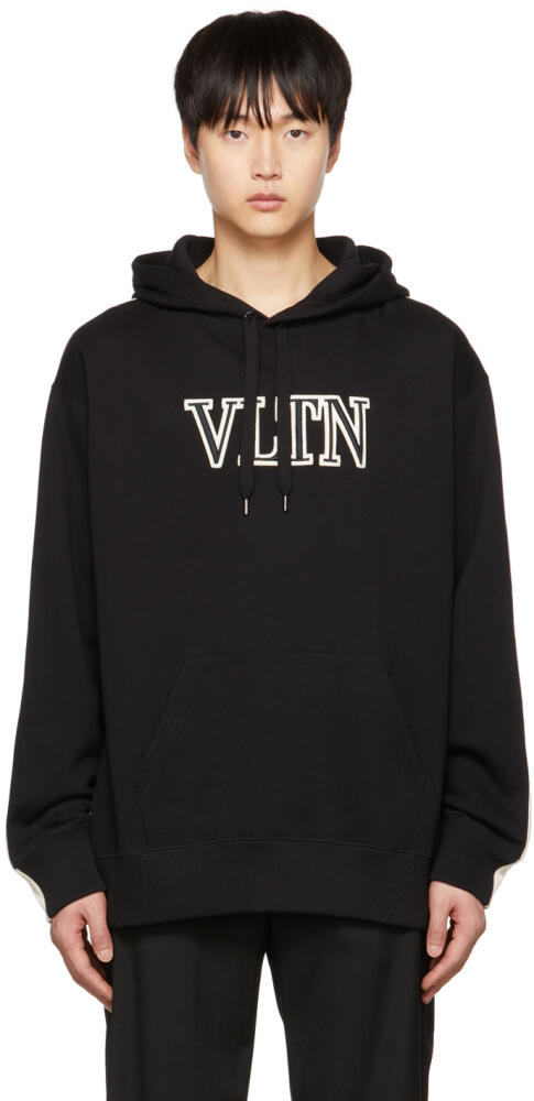 Valentino Black Embroidered Patch Hoodie Cover