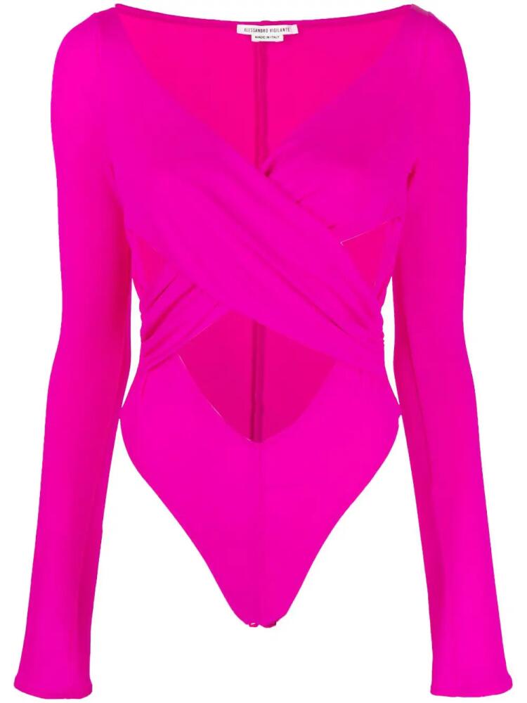 ALESSANDRO VIGILANTE draped cut-out bodysuit - Pink Cover