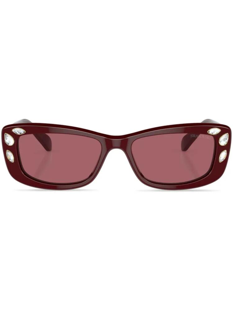 Swarovski crystal-embellished rectangle-frame sunglasses - Red Cover