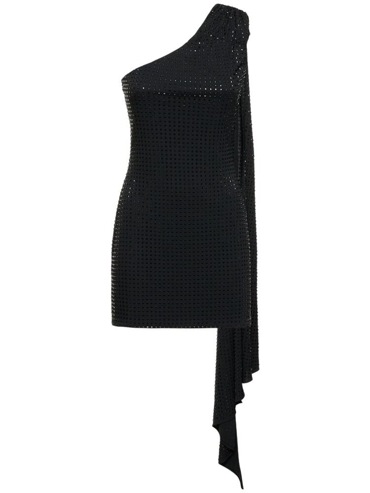 DAVID KOMA Jersey Hotfix Draped Mini Dress Cover