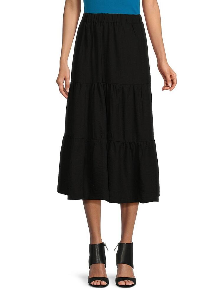 YAL New York Women's Tiered Midi Skirt - Black Cover