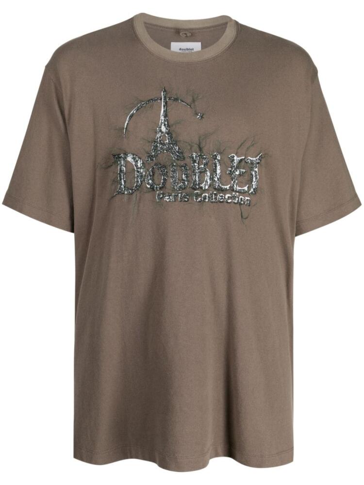 Doublet logo-embroidery cotton T-shirt - Brown Cover