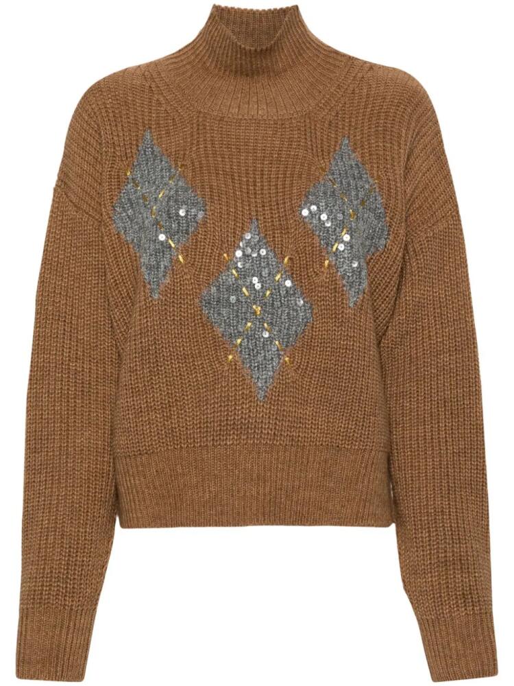 ERMANNO FIRENZE sequin-embellished sweater - Brown Cover