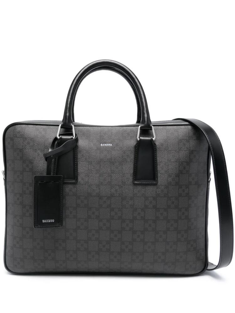 SANDRO geometric-pattern print leather briefcase - Grey Cover