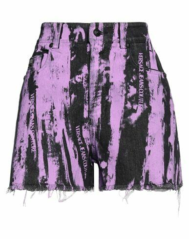 Versace Jeans Couture Woman Denim shorts Purple Cotton, Elastane Cover