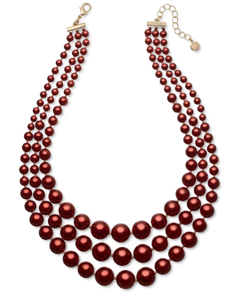 Charter Club Imitation Pearl Three-Row Collar Necklace, Created for Macy's - Red Cover