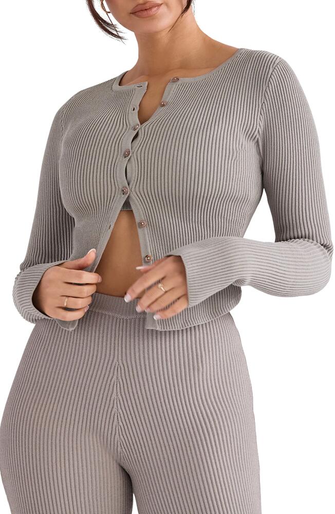 HOUSE OF CB Sylvia Ribbed Cardigan in Taupe Cover