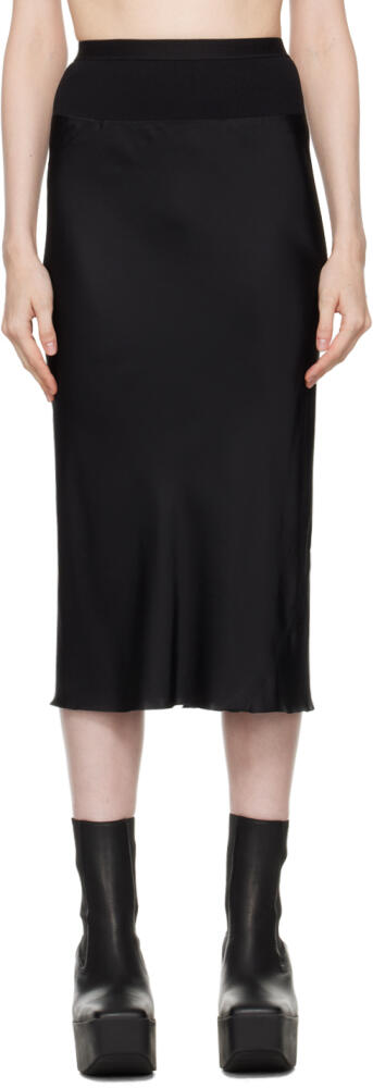 Rick Owens Black Porterville Knee Bias Midi Skirt Cover