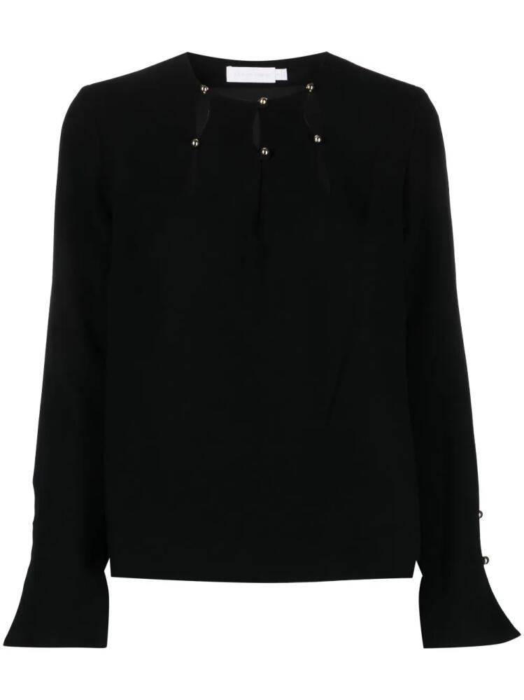 Simkhai Sharon long-sleeve crepe blouse - Black Cover