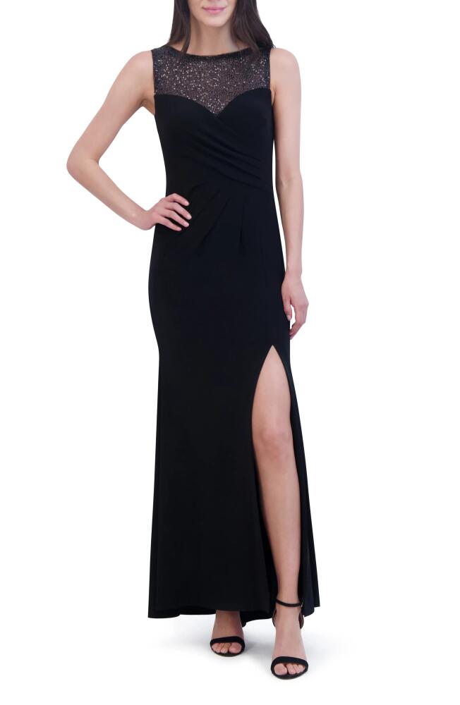 Vince Camuto Sequin Mesh Yoke Column Gown in Black Cover