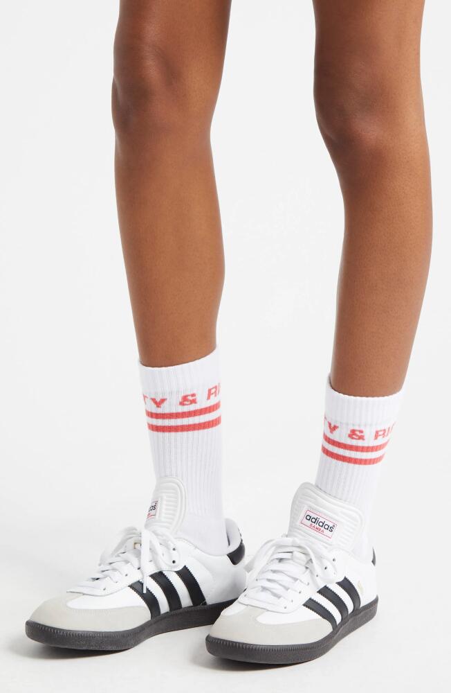 Sporty & Rich Stripe Logo Crew Socks in White Cover