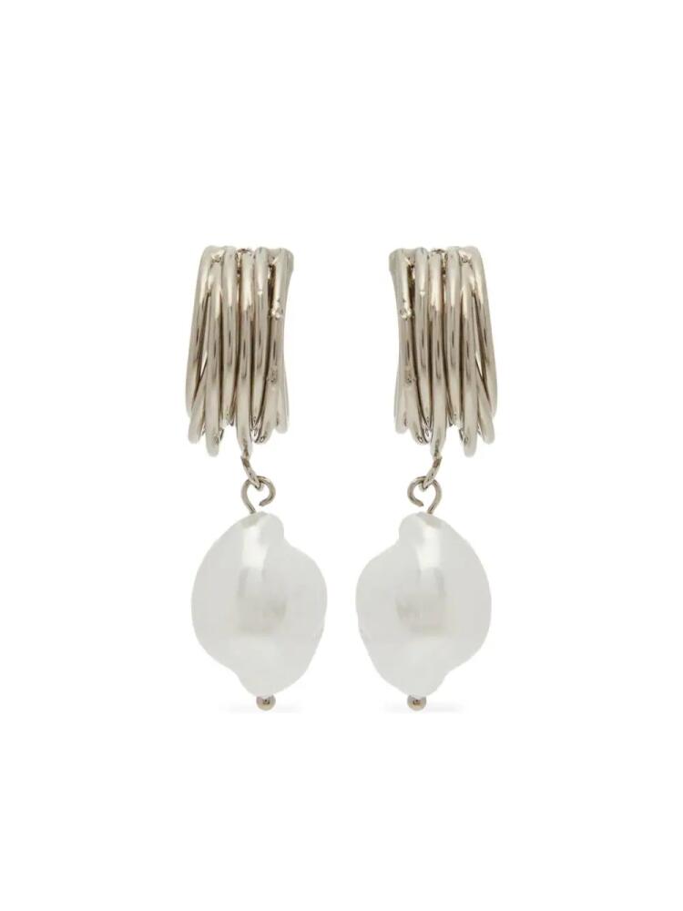 ERDEM twisted-hoop faux-pearl earrings - Silver Cover