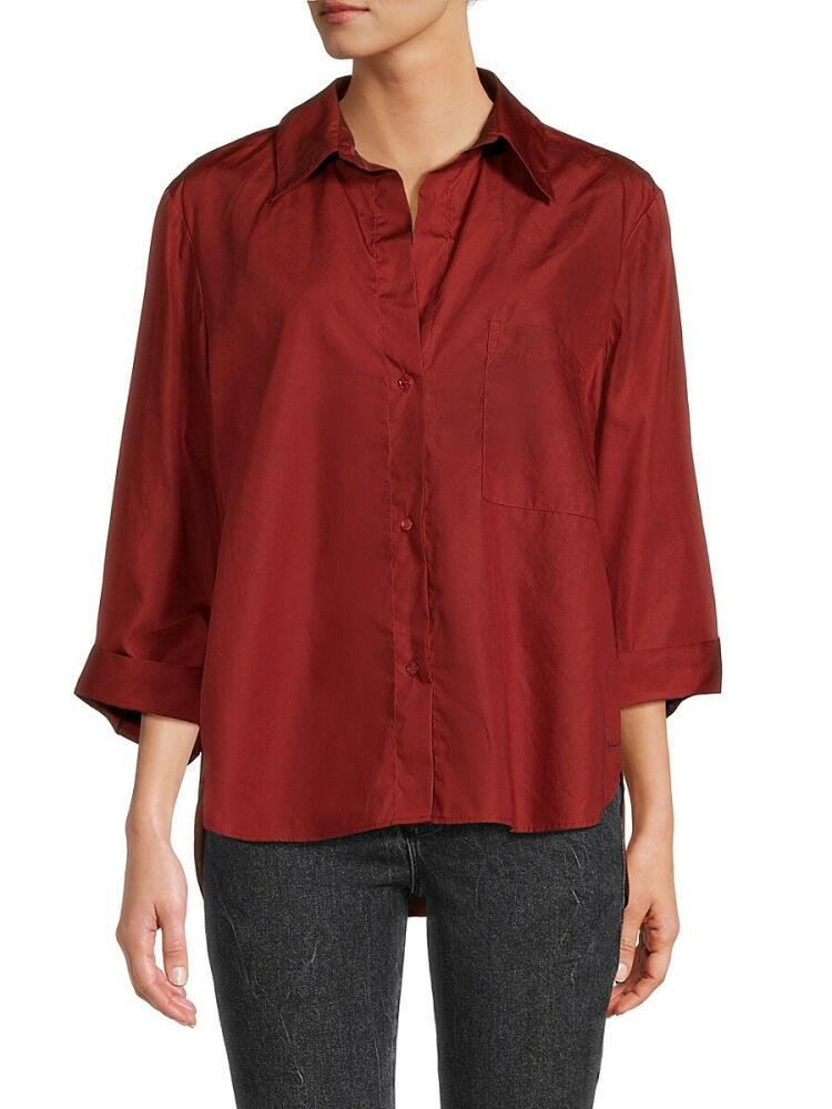 TWP Women's Solid High Low Shirt - Terracotta Cover