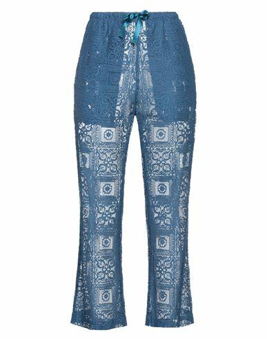 Needles Woman Pants Slate blue Cotton, Polyester Cover