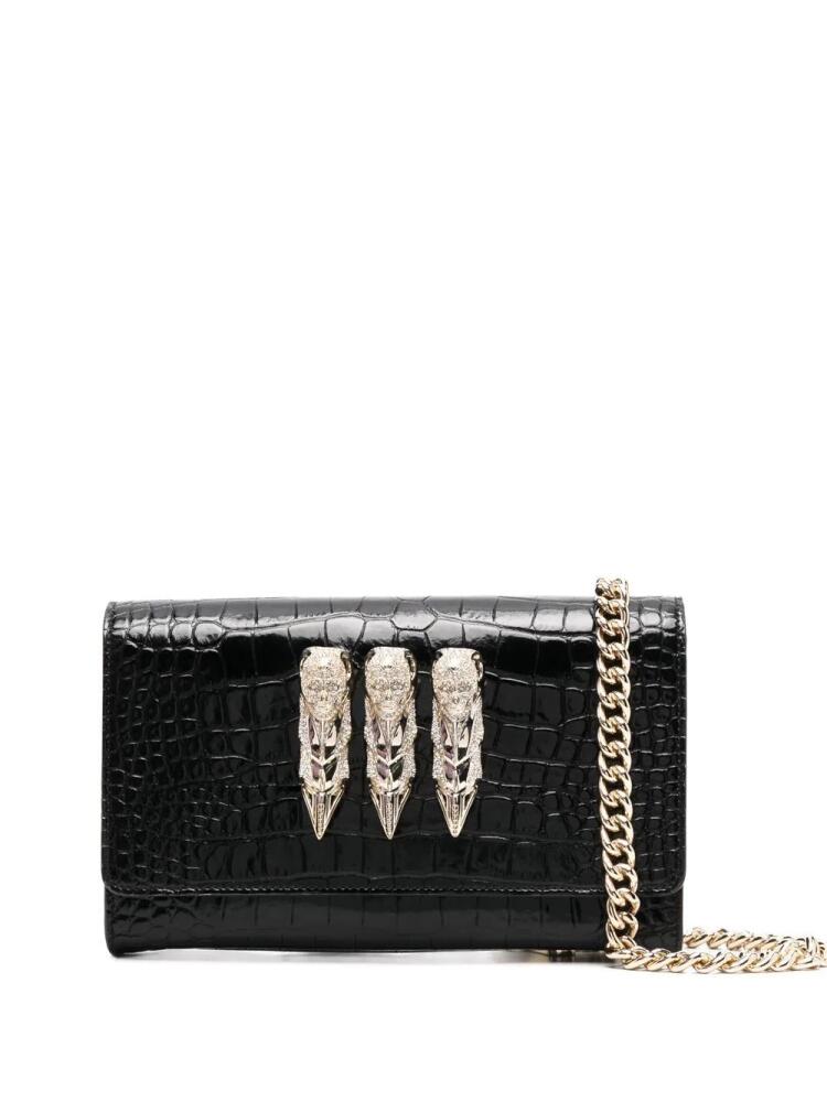 Philipp Plein crocodile-embossed crossbody clutch bag - Black Cover