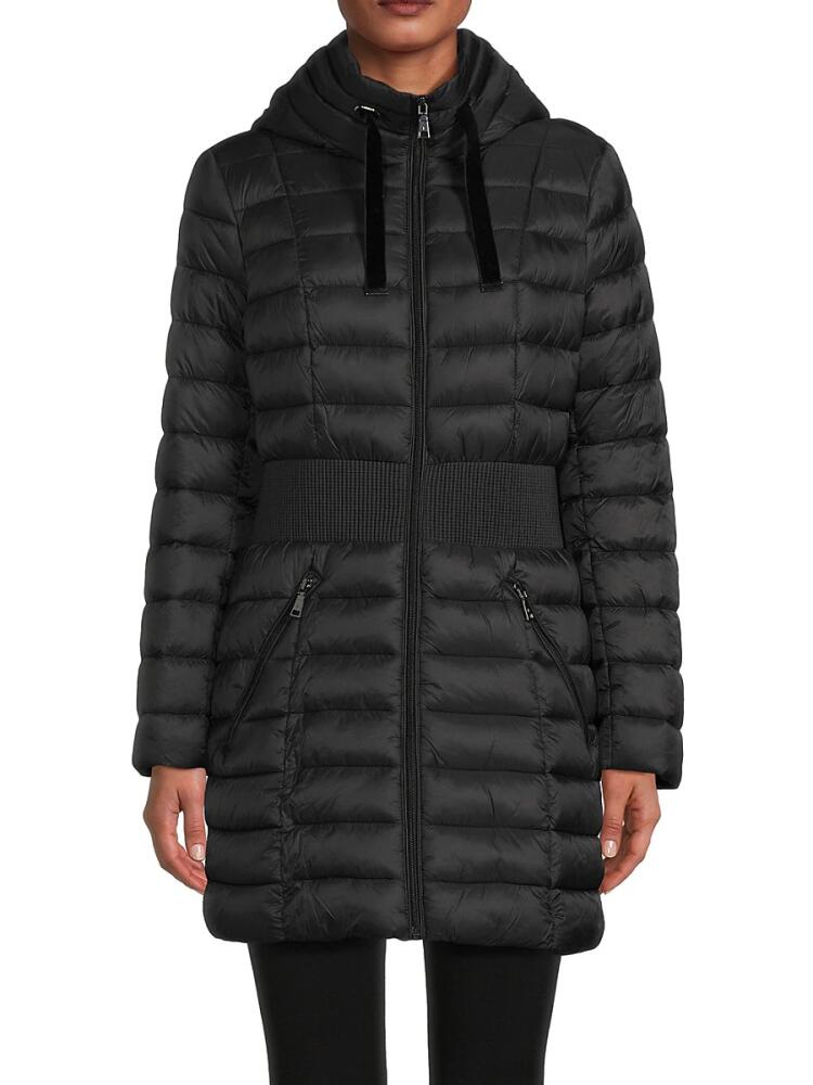 T Tahari Women's Irene Hooded Puffer Jacket - Black Cover