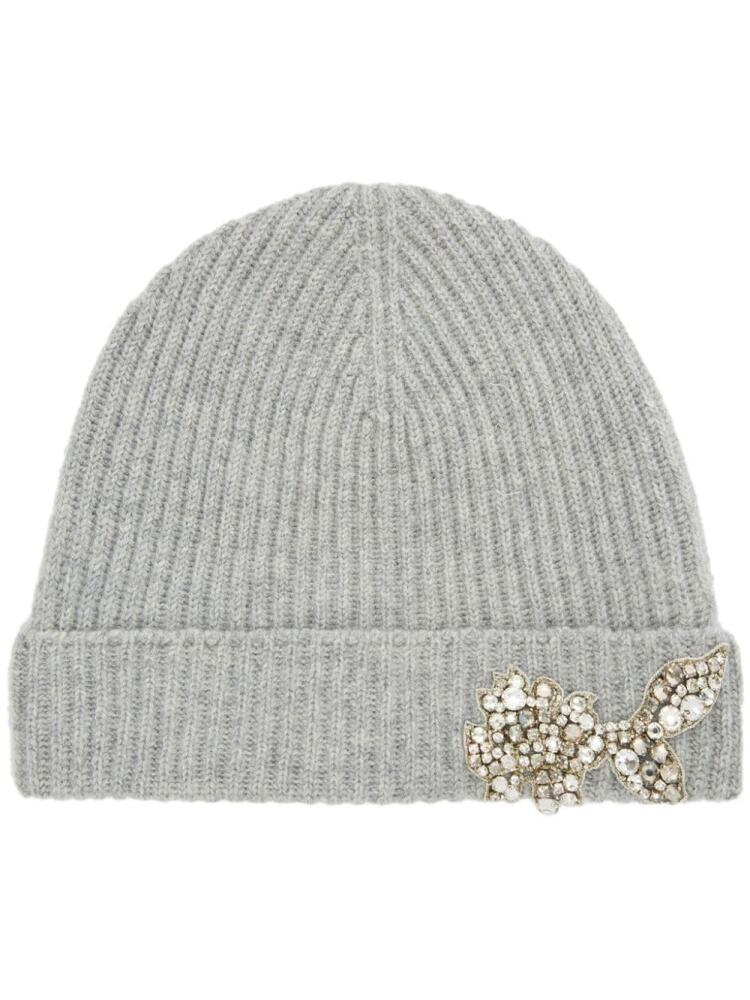 ERDEM crystal-embellished ribbed-knit beanie - Grey Cover