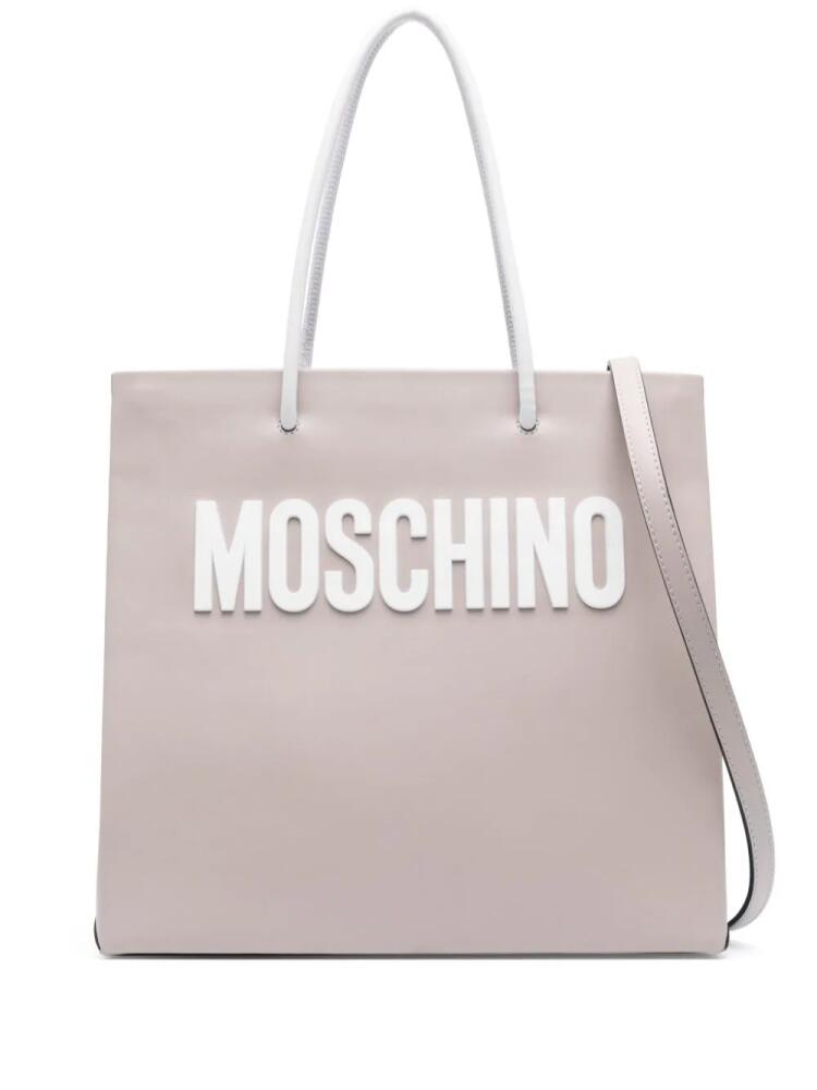 Moschino raised logo tote bag - Neutrals Cover