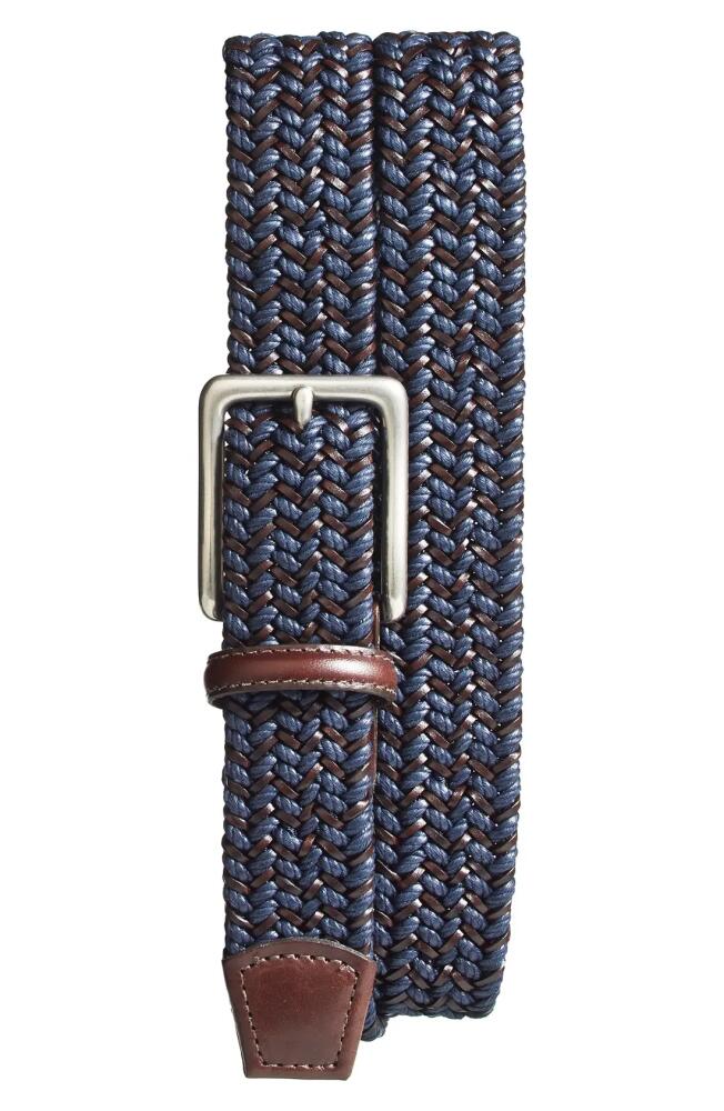 Torino Woven & Leather Belt in Navy/Brown Cover