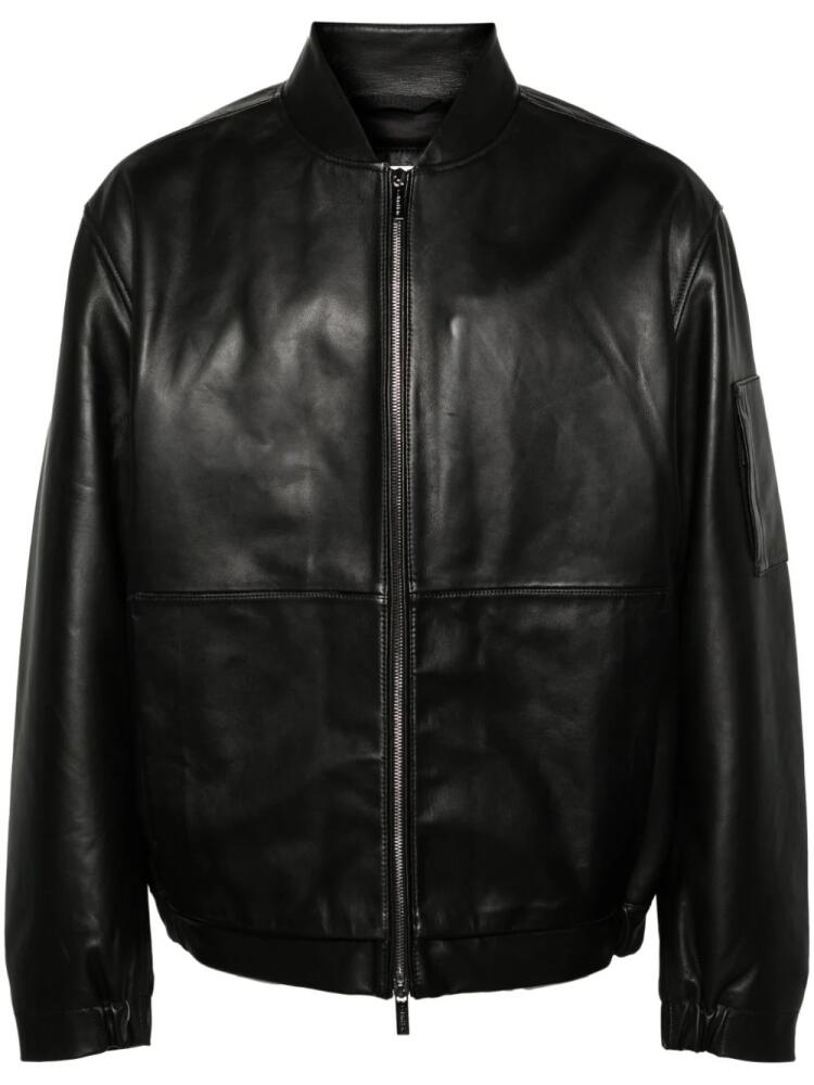 Calvin Klein zip-up leather bomber jacket - Black Cover