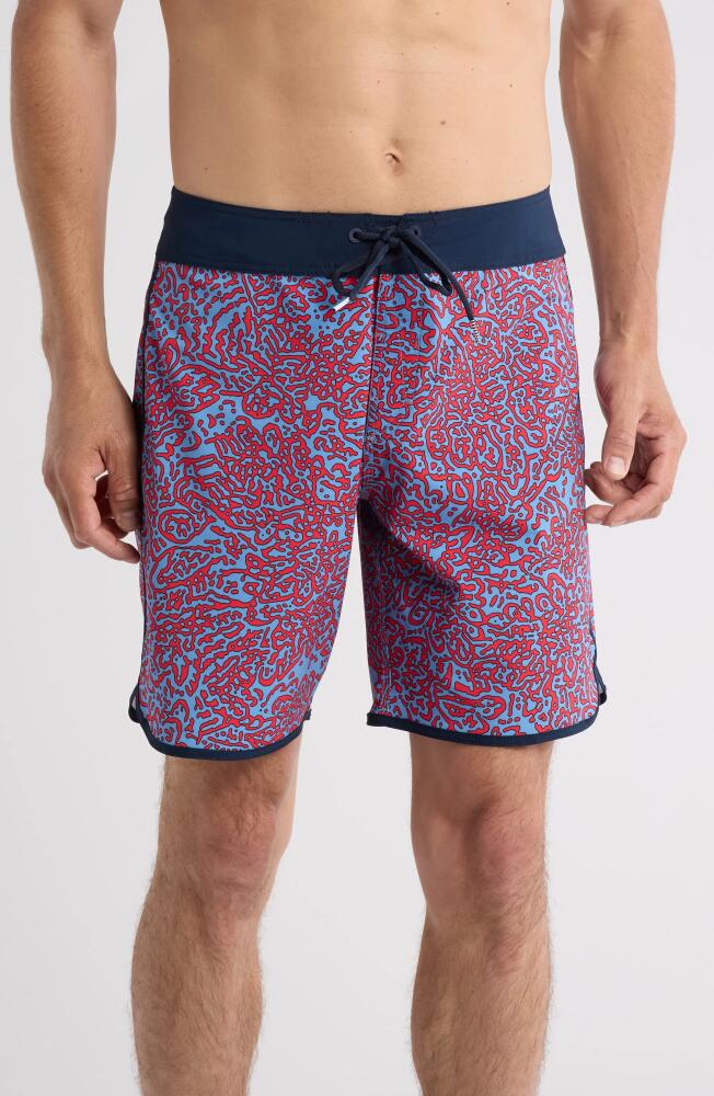 Volcom Lido Print Scallop Mod Board Shorts in Flash Red Cover