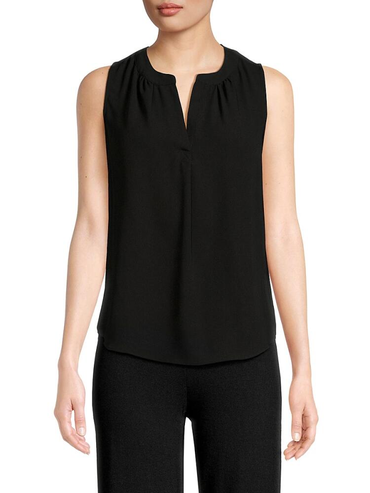 T Tahari Women's Splitneck Sleeveless Blouse - Black Cover